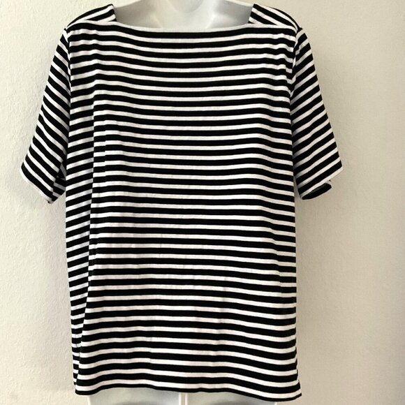 CROFT & BARROW BLACK WHITE STRIPED TOP PLUS 3X - Picture 3 of 11